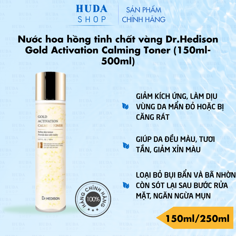 Nước hoa hồng tinh chất vàng Dr.Hedison Gold Activation Calming Toner (150ml-500ml)