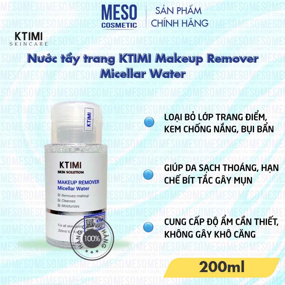 Nước tẩy trang KTIMI Makeup Remove Micellar Water 200ml