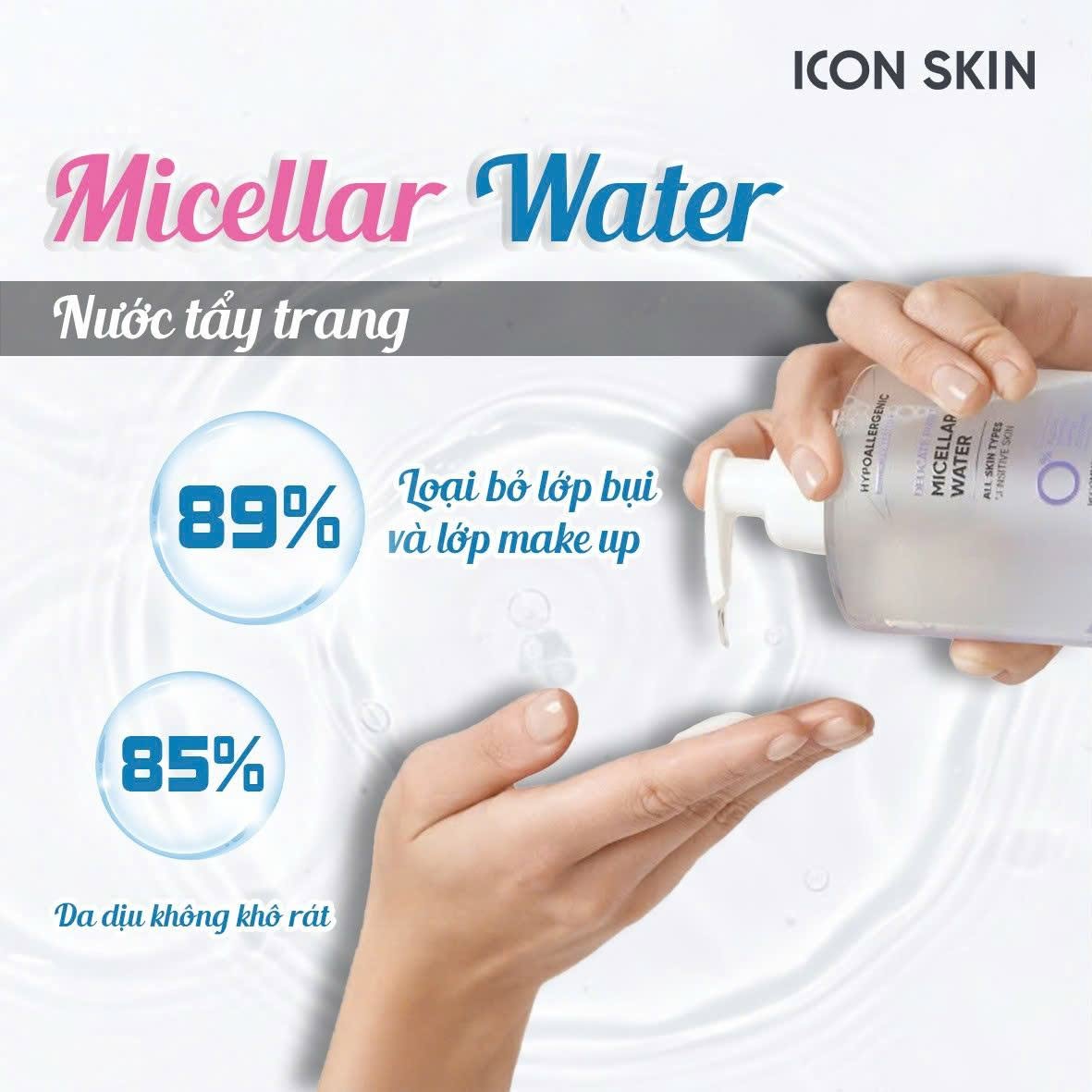 Nước tẩy trang dịu nhẹ cho da sạch khoẻ Icon Skin Delicate Purity Micellar Water