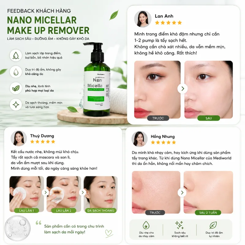 Nước tẩy trang Mediworld - NANO MICELLAR MAKE UP REMOVER