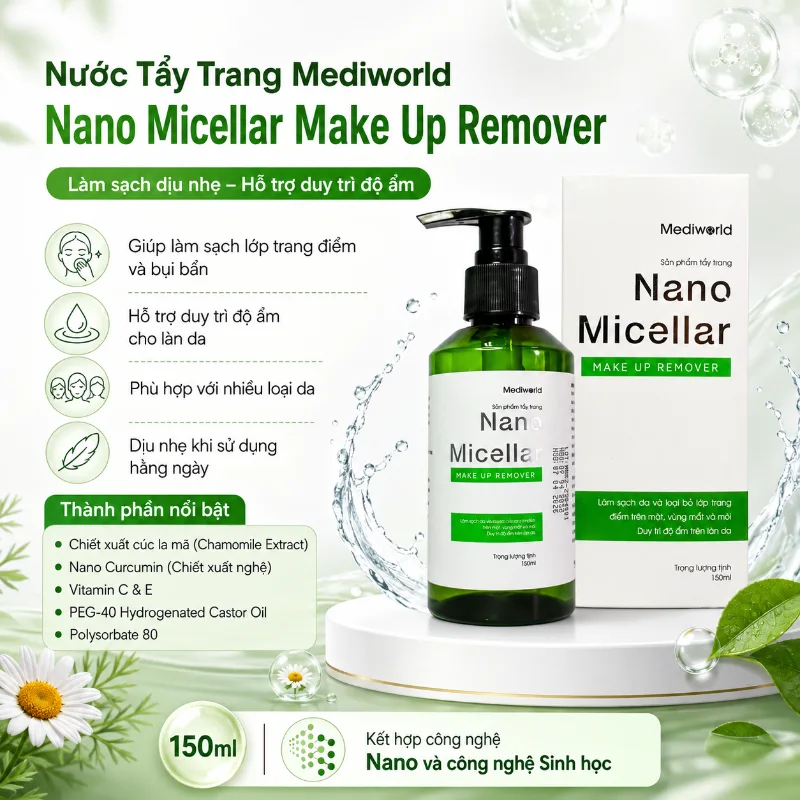 Nước tẩy trang Mediworld - NANO MICELLAR MAKE UP REMOVER