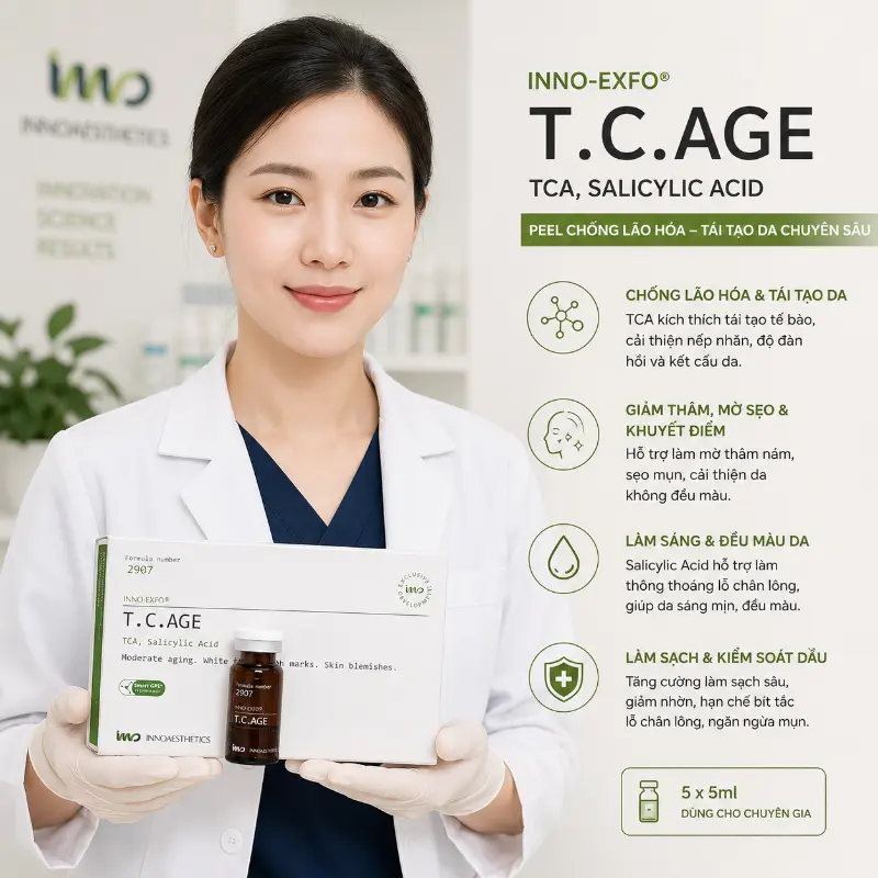 Peel TCA Chống Lão Hóa, Tái Tạo Da, Cải Thiện Sẹo Rỗ Và Nếp Nhăn Innoaesthetics T.C. Age 5ml