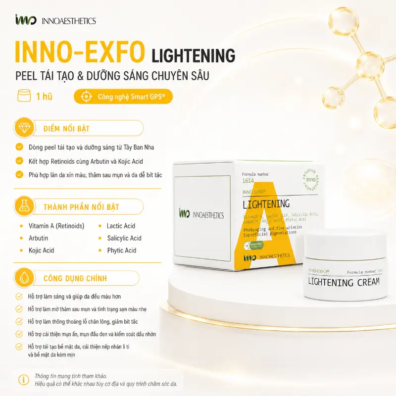Peel Hỗ Trợ Giảm Mụn Ẩn, Mụn Đầu Đen & Trẻ Hóa Da INNOAESTHETICS Lightening Chính Hãng
