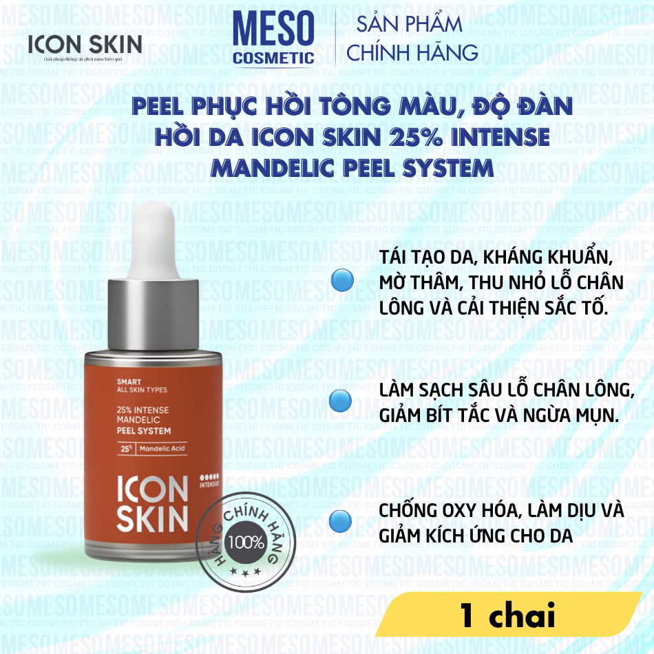 Peel phục hồi tông màu, độ đàn hồi da Icon Skin 25% Intense Mandelic Peel System