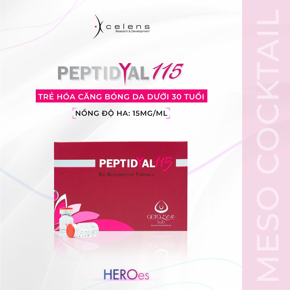 Peptidyal 115 – Meso cocktail trẻ hóa và căng bóng da Thuỵ Sĩ 1 lọ
