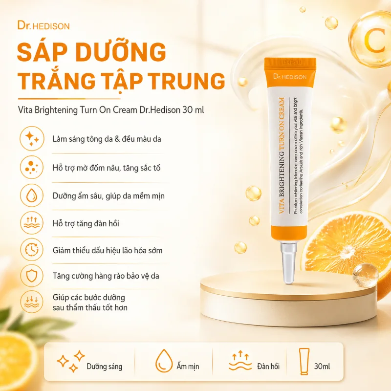 Sáp dưỡng dưỡng sáng da & hỗ trợ giảm thâm nám Vita Brightening Turn On Cream Dr.HEDISON 30ml