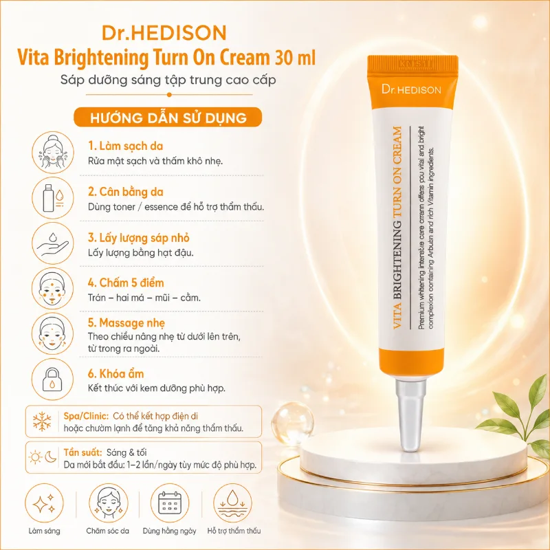 Sáp dưỡng dưỡng sáng da & hỗ trợ giảm thâm nám Vita Brightening Turn On Cream Dr.HEDISON 30ml