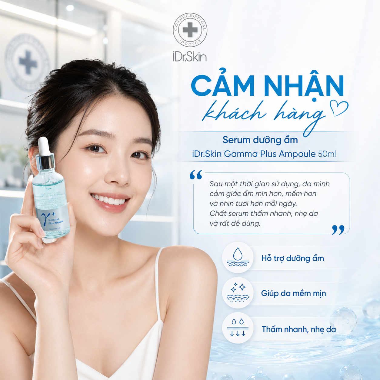 Serum Cấp Ẩm Chuyên Sâu, Cho Da Căng Mượt Gamma Plus Ampoule iDr.Skin 50ml