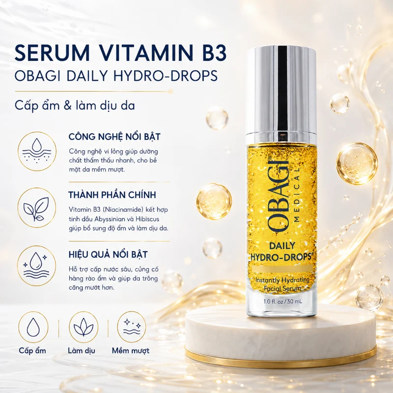 Serum Cấp Ẩm, Phục Hồi & Làm Dịu Da Vitamin B3 Obagi Daily Hydro-Drops 30ml