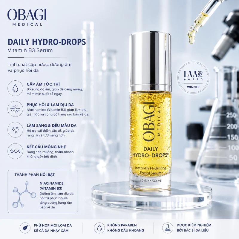 Serum Cấp Ẩm, Phục Hồi & Làm Dịu Da Vitamin B3 Obagi Daily Hydro-Drops 30ml
