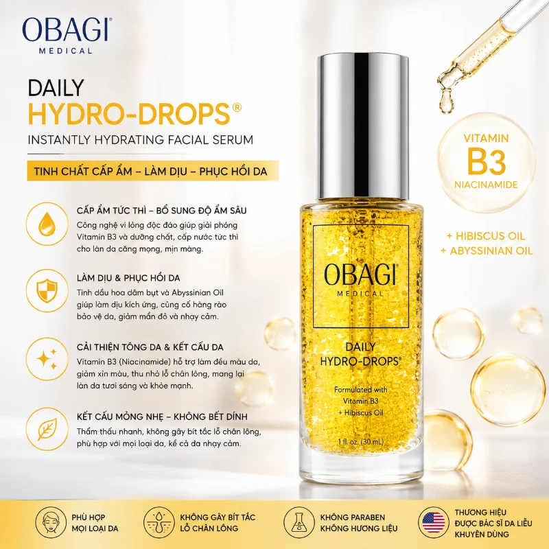 Serum Cấp Ẩm, Phục Hồi & Làm Dịu Da Vitamin B3 Obagi Daily Hydro-Drops 30ml