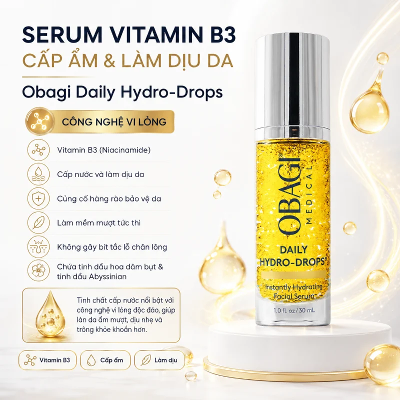 Serum Cấp Ẩm, Phục Hồi & Làm Dịu Da Vitamin B3 Obagi Daily Hydro-Drops 30ml