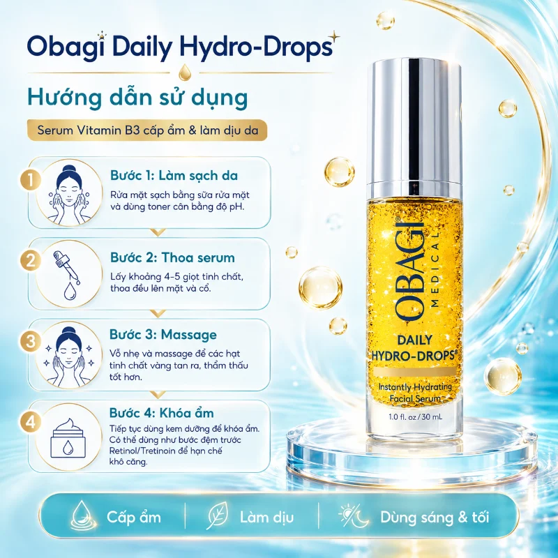 Serum Cấp Ẩm, Phục Hồi & Làm Dịu Da Vitamin B3 Obagi Daily Hydro-Drops 30ml