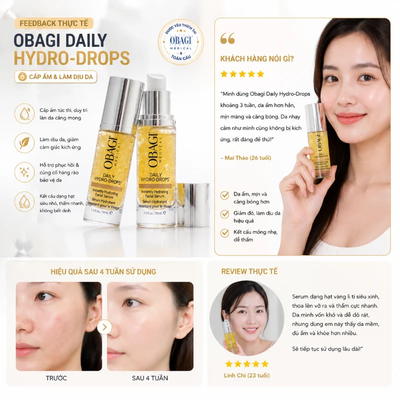 Serum Cấp Ẩm, Phục Hồi & Làm Dịu Da Vitamin B3 Obagi Daily Hydro-Drops 30ml