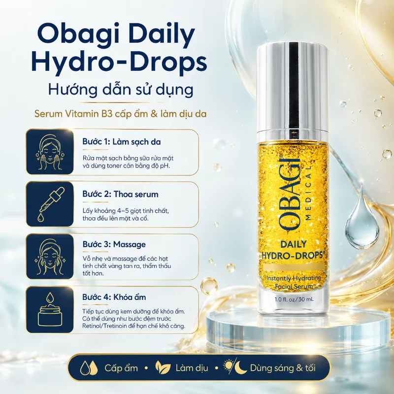 Serum Cấp Ẩm, Phục Hồi & Làm Dịu Da Vitamin B3 Obagi Daily Hydro-Drops 30ml