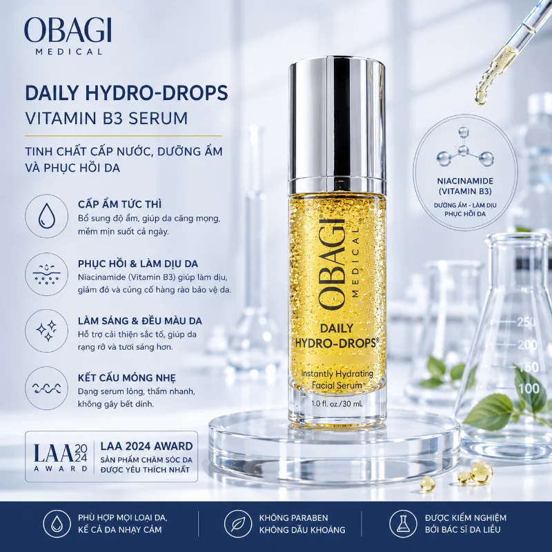 Serum Cấp Ẩm, Phục Hồi & Làm Dịu Da Vitamin B3 Obagi Daily Hydro-Drops 30ml