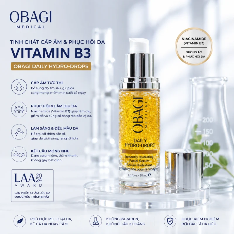 Serum Cấp Ẩm, Phục Hồi & Làm Dịu Da Vitamin B3 Obagi Daily Hydro-Drops 30ml