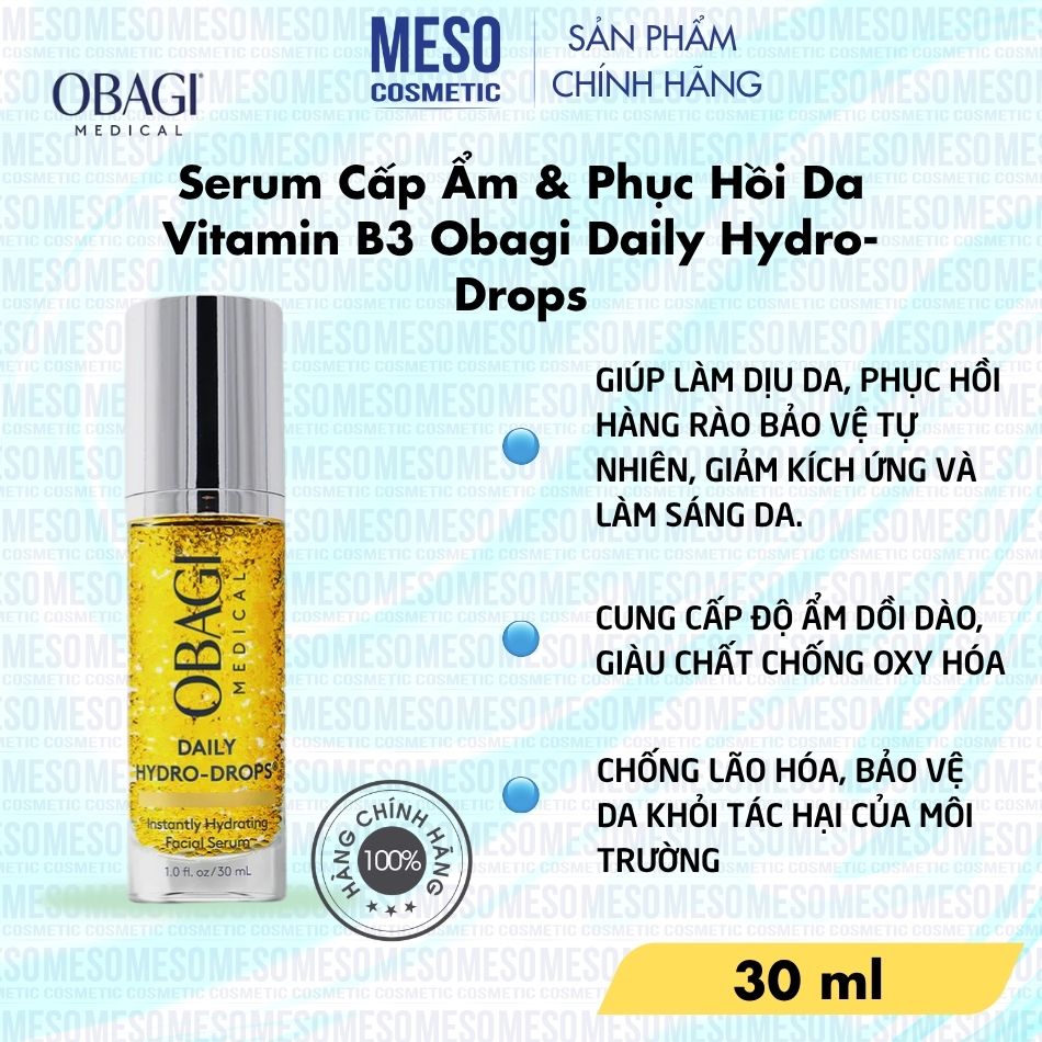 Serum Cấp Ẩm, Phục Hồi & Làm Dịu Da Vitamin B3 Obagi Daily Hydro-Drops 30ml