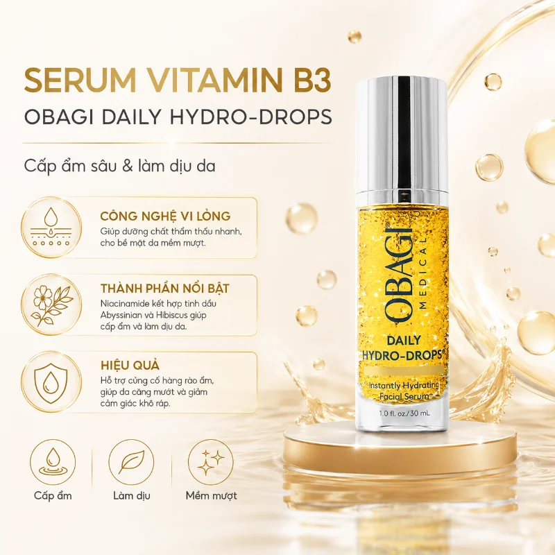 Serum Cấp Ẩm, Phục Hồi & Làm Dịu Da Vitamin B3 Obagi Daily Hydro-Drops 30ml