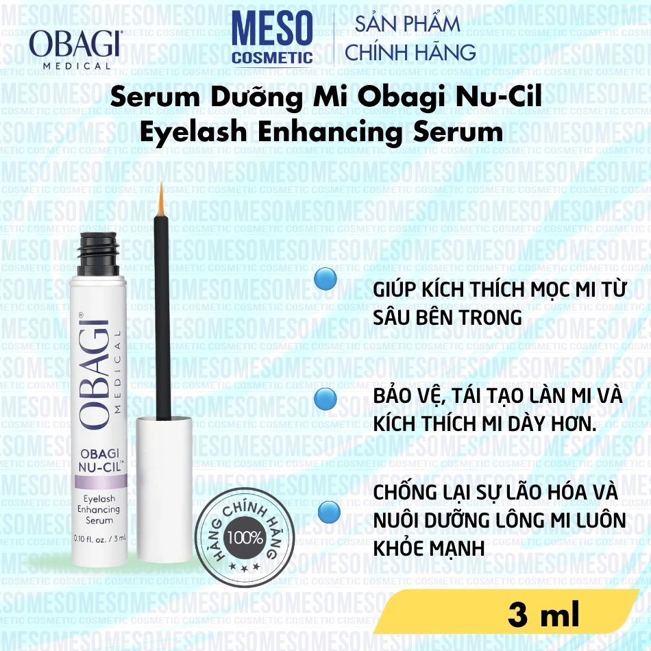 Serum Dưỡng Mi Obagi Nu-Cil Eyelash Enhancing Serum 3ml – Hỗ Trợ Hàng Mi Dài, Dày Và Khỏe Hơn