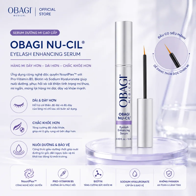 Serum Dưỡng Mi Obagi Nu-Cil Eyelash Enhancing Serum 3ml – Hỗ Trợ Hàng Mi Dài, Dày Và Khỏe Hơn
