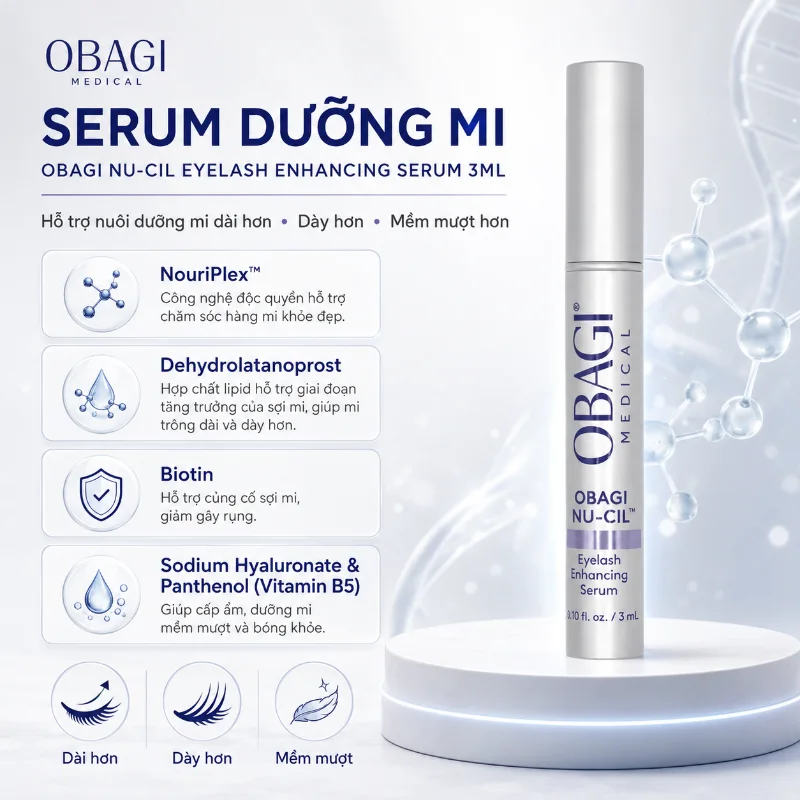 Serum Dưỡng Mi Obagi Nu-Cil Eyelash Enhancing Serum 3ml – Hỗ Trợ Hàng Mi Dài, Dày Và Khỏe Hơn