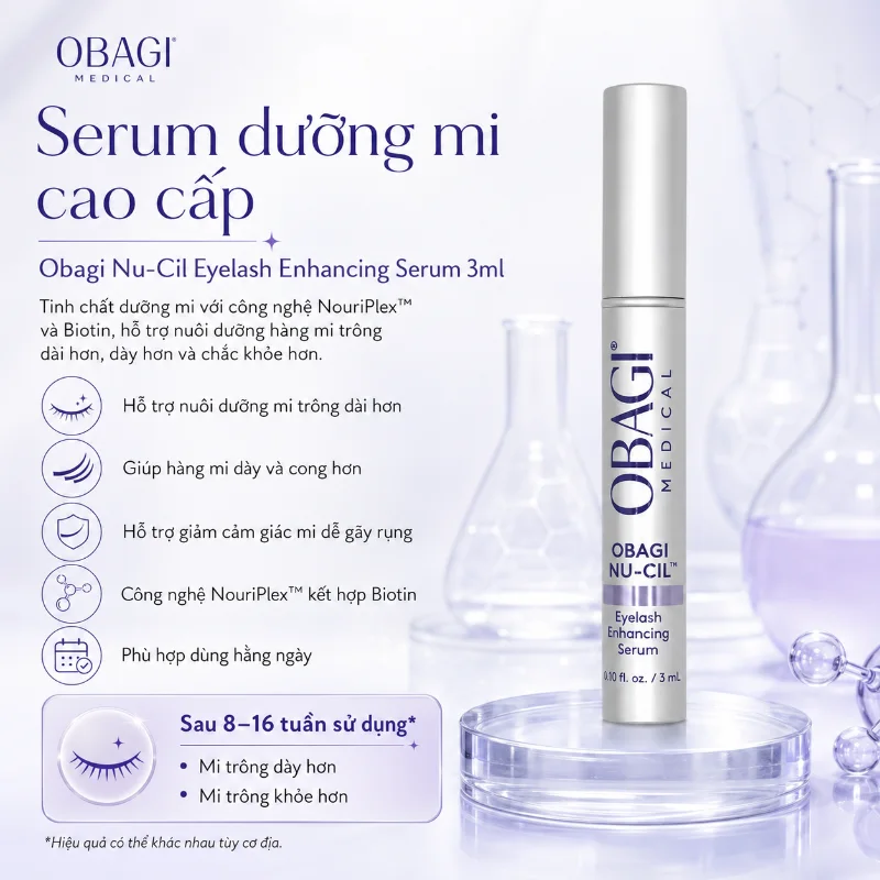 Serum Dưỡng Mi Obagi Nu-Cil Eyelash Enhancing Serum 3ml – Hỗ Trợ Hàng Mi Dài, Dày Và Khỏe Hơn