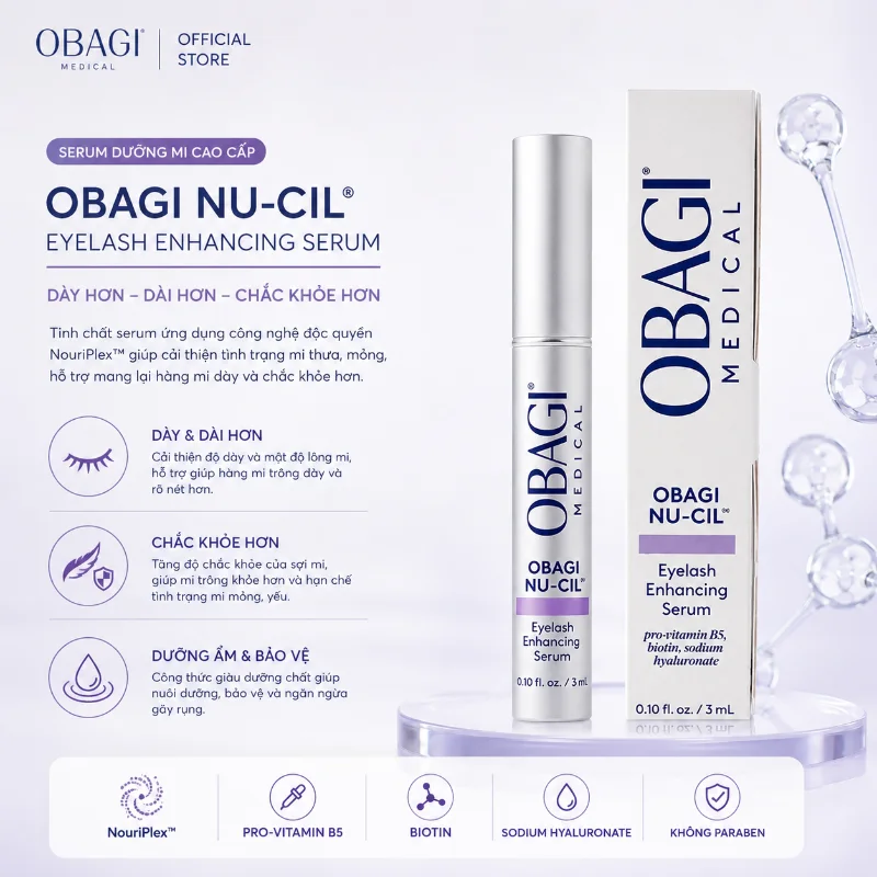 Serum Dưỡng Mi Obagi Nu-Cil Eyelash Enhancing Serum 3ml – Hỗ Trợ Hàng Mi Dài, Dày Và Khỏe Hơn