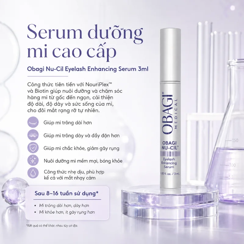 Serum Dưỡng Mi Obagi Nu-Cil Eyelash Enhancing Serum 3ml – Hỗ Trợ Hàng Mi Dài, Dày Và Khỏe Hơn