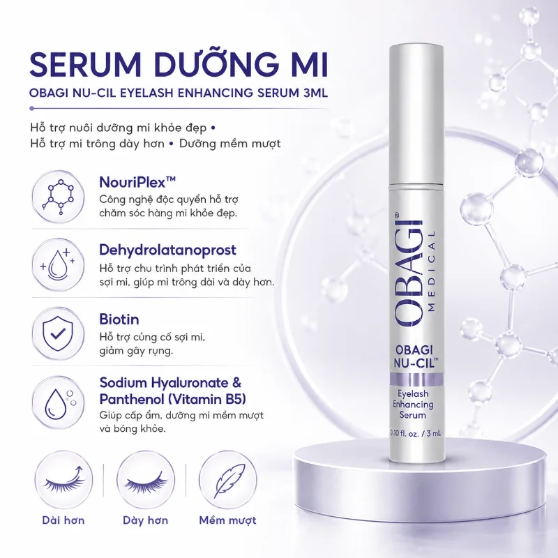 Serum Dưỡng Mi Obagi Nu-Cil Eyelash Enhancing Serum 3ml – Hỗ Trợ Hàng Mi Dài, Dày Và Khỏe Hơn