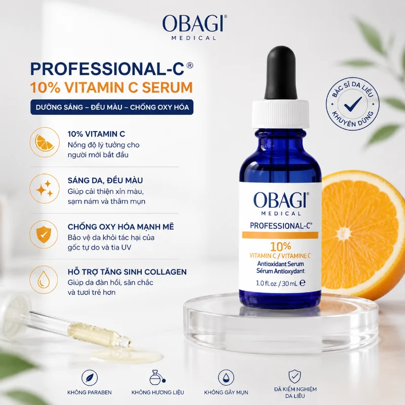 Serum Dưỡng Sáng Da & Chống Oxy Hóa Vitamin C Obagi Professional-C 10% 30ml