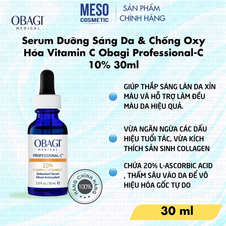 Serum Dưỡng Sáng Da & Chống Oxy Hóa Vitamin C Obagi Professional-C 10% 30ml