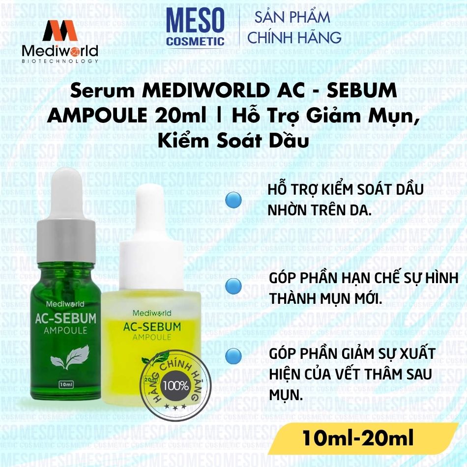 Serum MEDIWORLD AC - SEBUM AMPOULE | Hỗ Trợ Giảm Mụn, Kiểm Soát Dầu & Làm Dịu Da Hiệu Quả