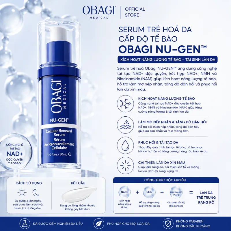 Serum Obagi NU-GEN™ Kích Hoạt Năng Lượng Tế Bào, Chống Lão Hóa Da