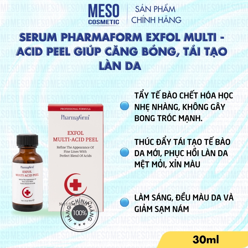 Serum Pharmaform Exfol Multi - Acid Peel giúp căng bóng, tái tạo làn da