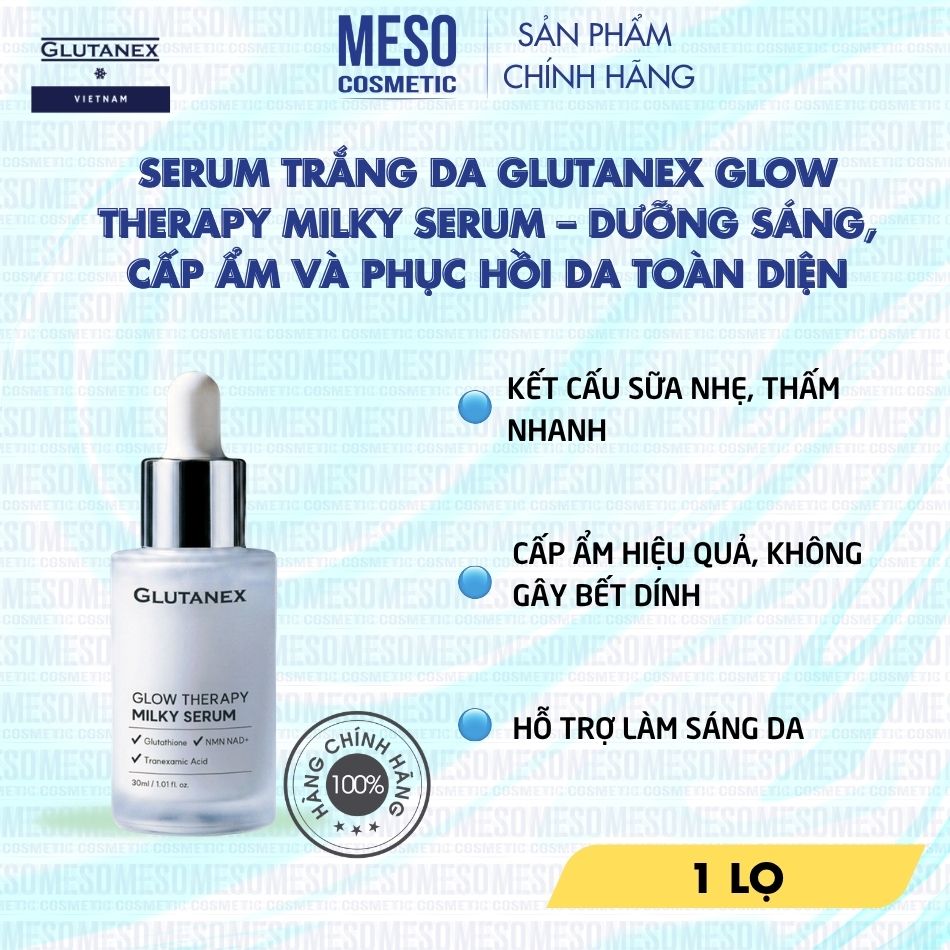 Serum Trắng Da Dưỡng Sáng Glutanex Glow Therapy Milky Serum
