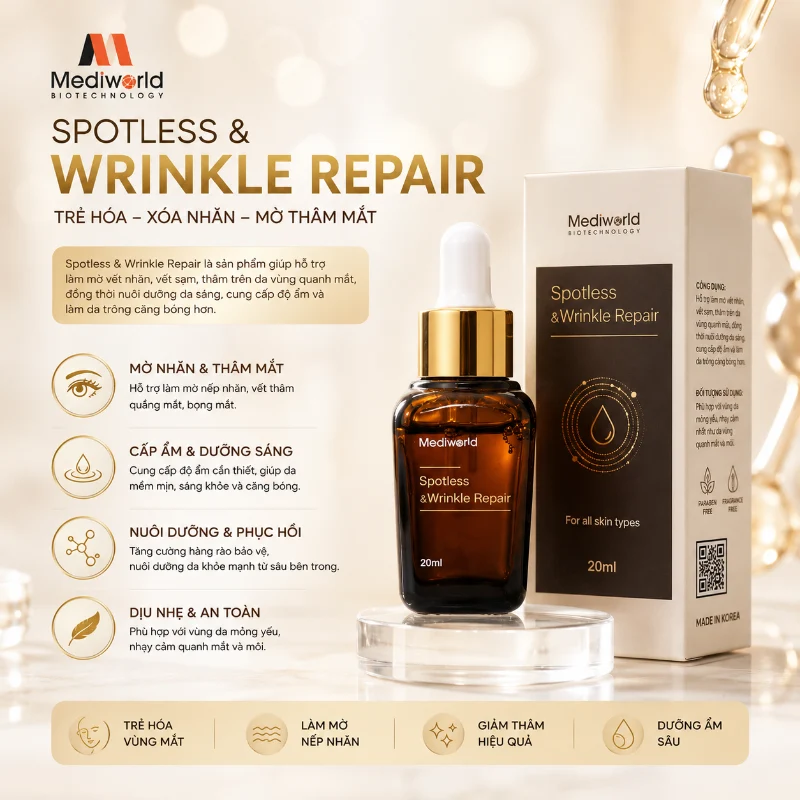 Serum Trẻ Hóa, Xóa Nhăn, Mờ Thâm Và Giảm Bọng Mắt Mediworld Spotless & Wrinkle Repair 20ml
