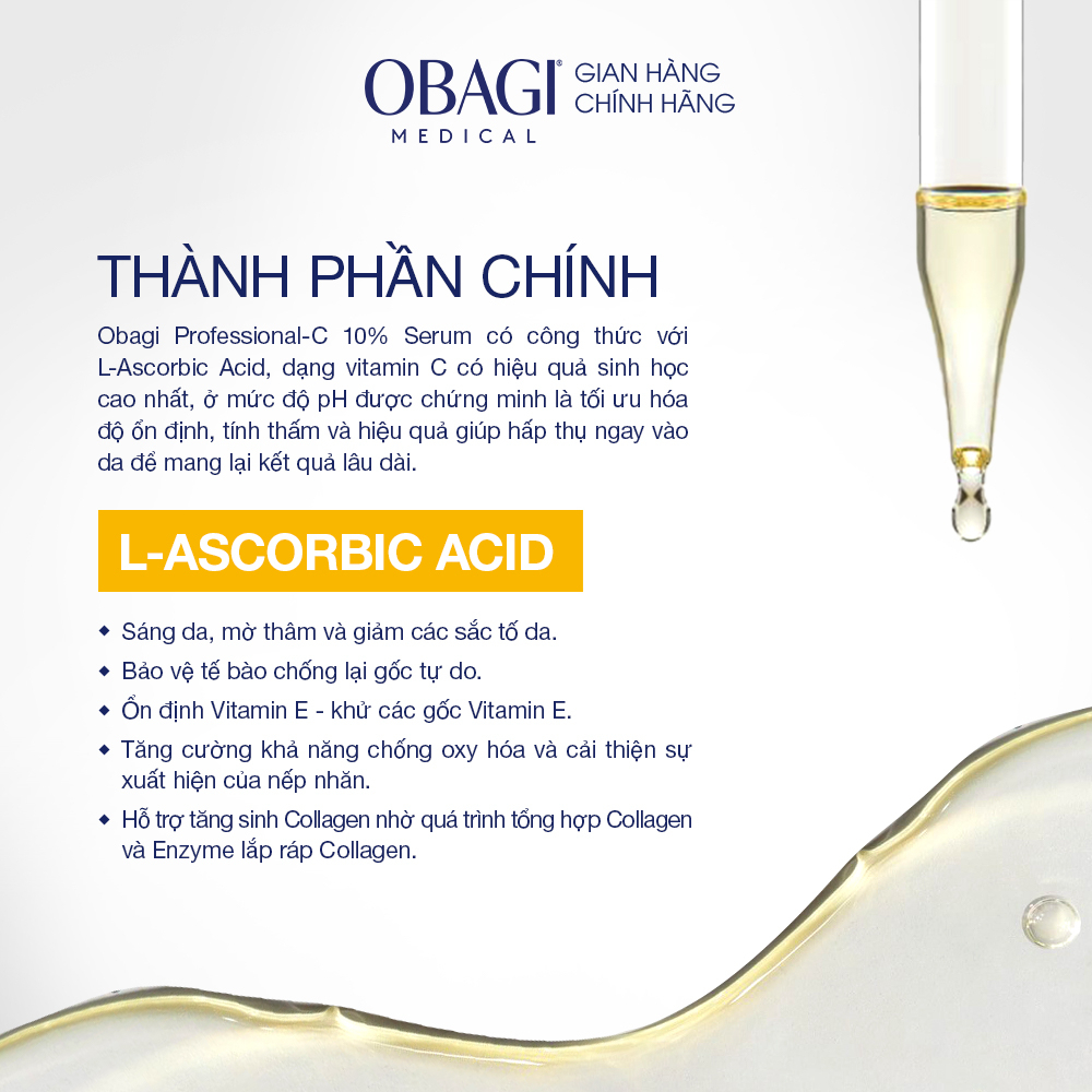 Serum Dưỡng Sáng Da & Chống Oxy Hóa Vitamin C Obagi Professional-C 10% 30ml