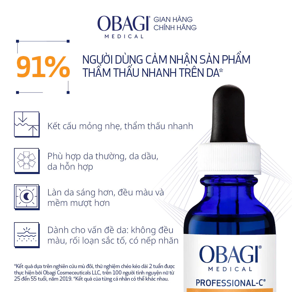 Serum Dưỡng Sáng Da & Chống Oxy Hóa Vitamin C Obagi Professional-C 20% 30ml