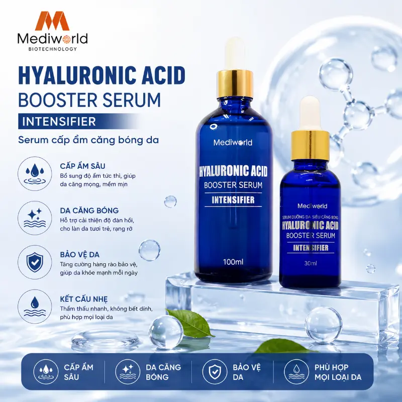 Serum cấp ẩm căng bóng da Mediworld Hyaluronic Acid Booster Serum