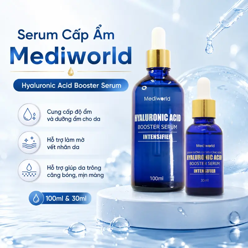 Serum cấp ẩm căng bóng da Mediworld Hyaluronic Acid Booster Serum