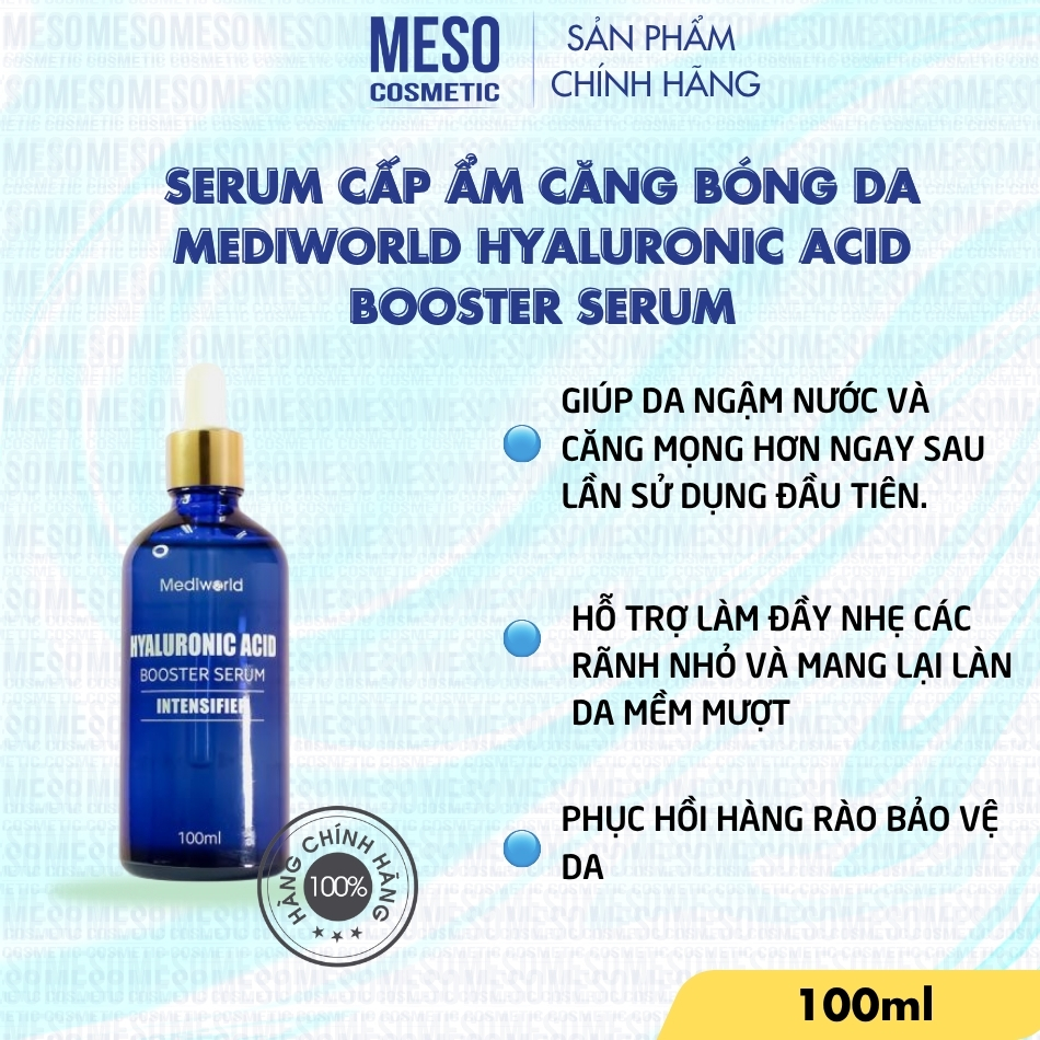 Serum cấp ẩm căng bóng da Mediworld Hyaluronic Acid Booster Serum