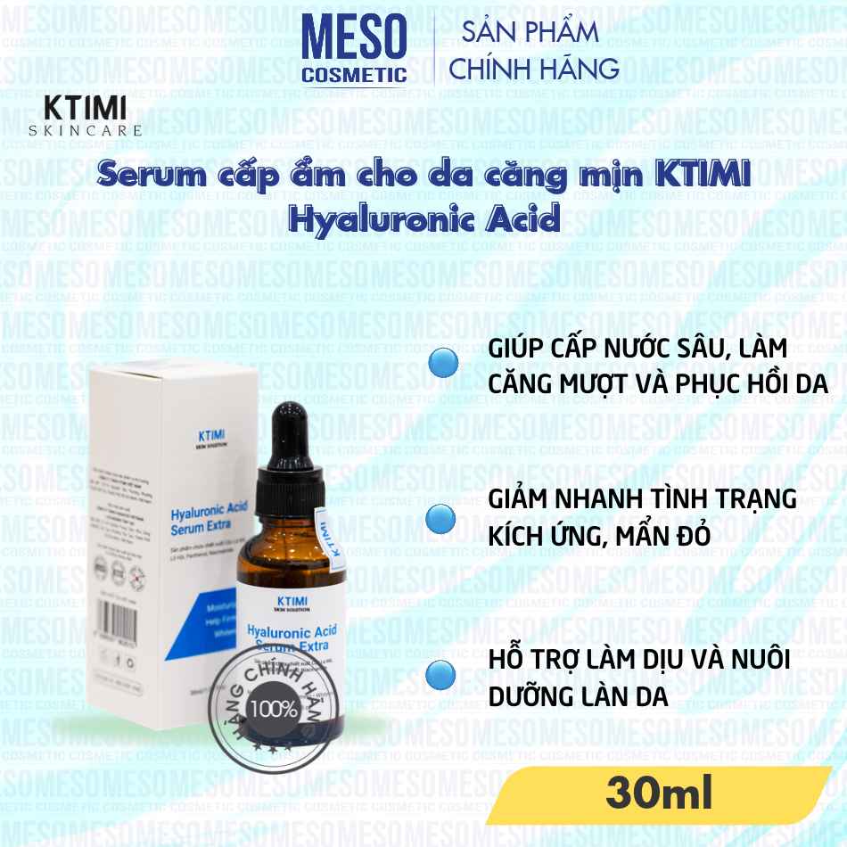 Serum cấp ẩm cho da căng mịn KTIMI Hyaluronic Acid