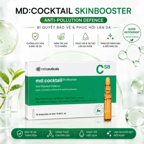 Serum chống oxy hóa phục hồi tái tạo da Md:Ceuticals Md:Cocktail Skinbooster Anti- Pollution Defence