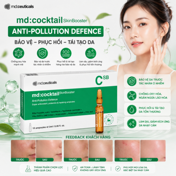Serum chống oxy hóa phục hồi tái tạo da Md:Ceuticals Md:Cocktail Skinbooster Anti- Pollution Defence