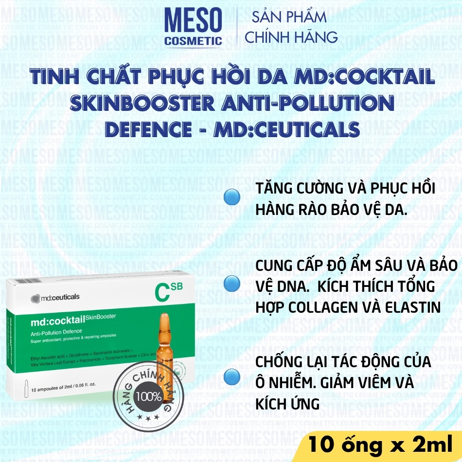 Serum chống oxy hóa phục hồi tái tạo da Md:Ceuticals Md:Cocktail Skinbooster Anti- Pollution Defence