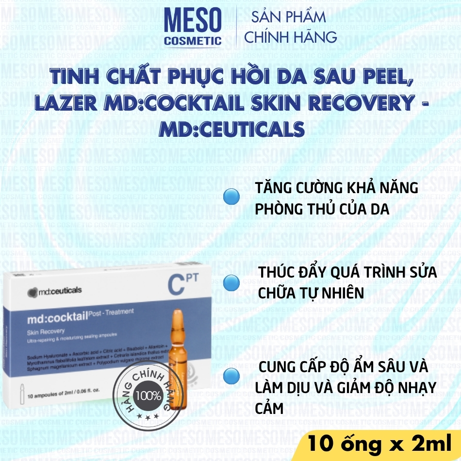 Serum làm dịu phục hồi da sau thủ thuật peel laser lăn kim Md:Ceuticals Md:Cocktail Post Treatment Skin Recovery