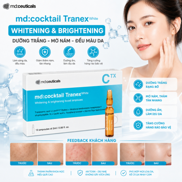 Serum làm trắng sáng da mạnh mẽ ngăn ngừa tăng sắc tố Md:Ceuticals Md:Cocktail Tranex White
