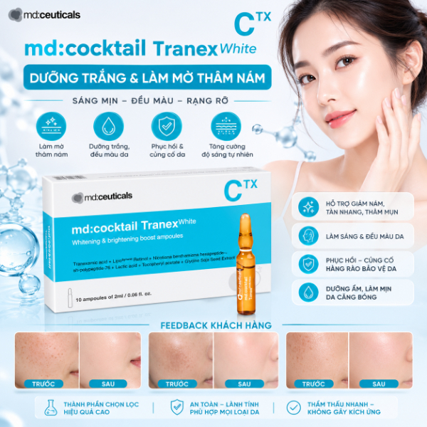 Serum làm trắng sáng da mạnh mẽ ngăn ngừa tăng sắc tố Md:Ceuticals Md:Cocktail Tranex White
