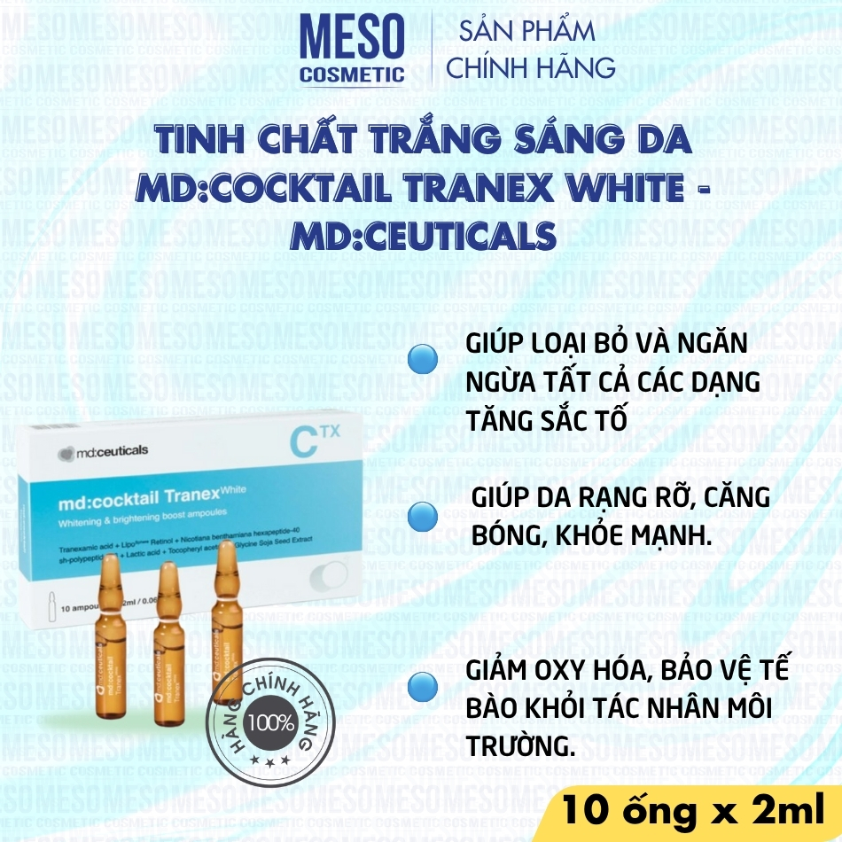 Serum làm trắng sáng da mạnh mẽ ngăn ngừa tăng sắc tố Md:Ceuticals Md:Cocktail Tranex White